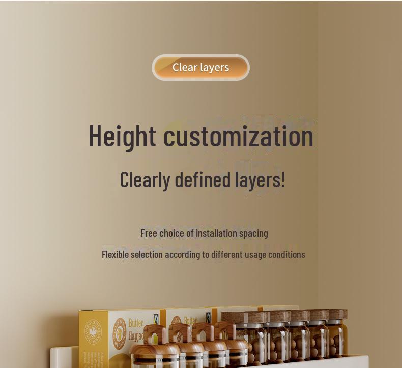 Väggmonterat köksställ i krämstil: Stansfri Vit Multifunktionell Förvaring för Kryddor och Kondiment