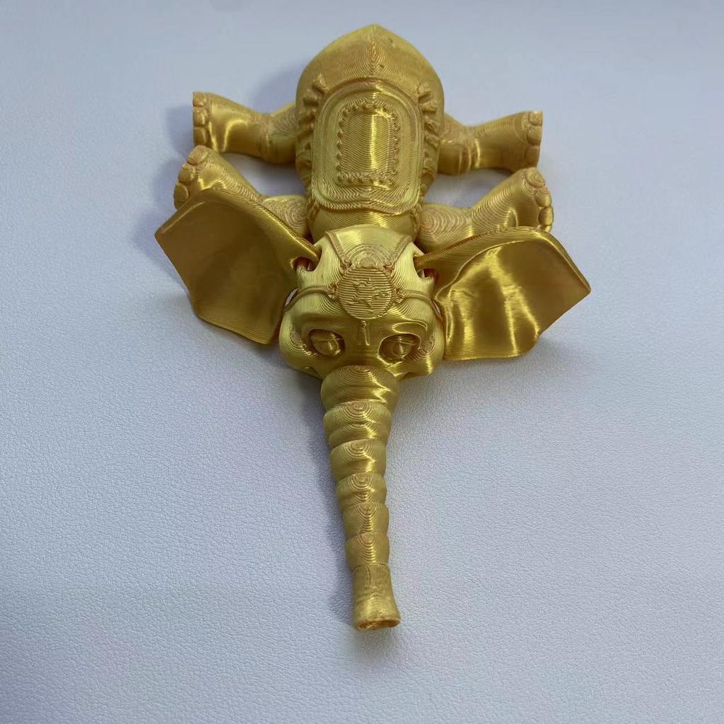 3D printed elephant model, freely moving articulated dragon, creative collection, desktop decoration, animal model