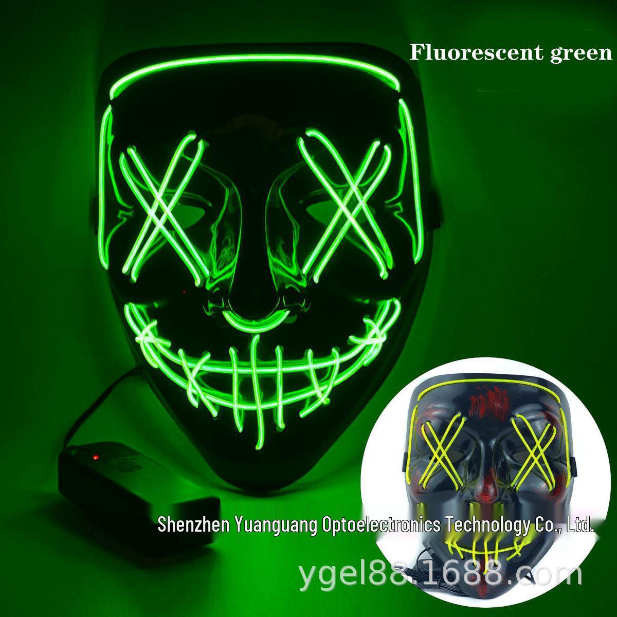 Halloween Blinkende LED Geist Gesichtsmaske für Maskenball und Horror-Partys fluoreszierende grün