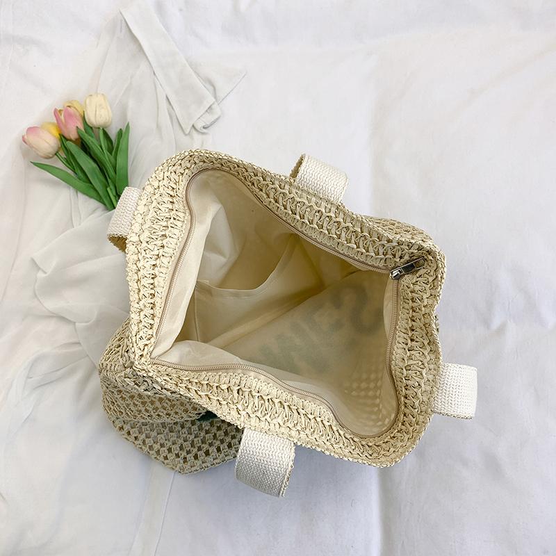 Mesh Tote Bag Women Summer Beach Handbag with Bold Lettering Casual Everyday Shopping Bag