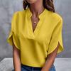 Women's Summer Casual Solid Colour V-Neck Loose Shirt Breathable Lightweight Comfortable Top
