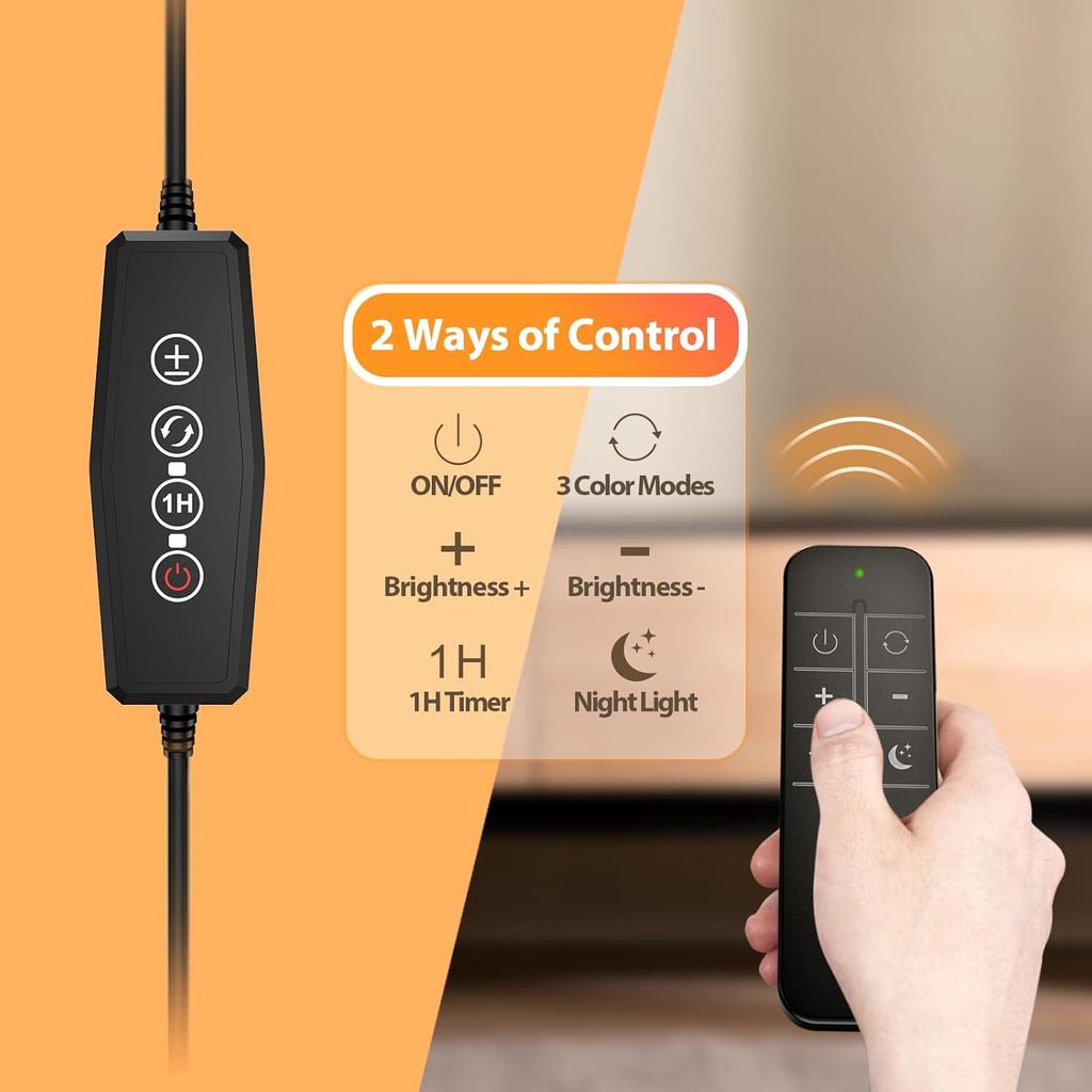 LED Desk Lamp Stepless Dimming Desk Lamps With Clamp Eye Caring Desk Light With Adjustable Gooseneck Wireless Remote Control