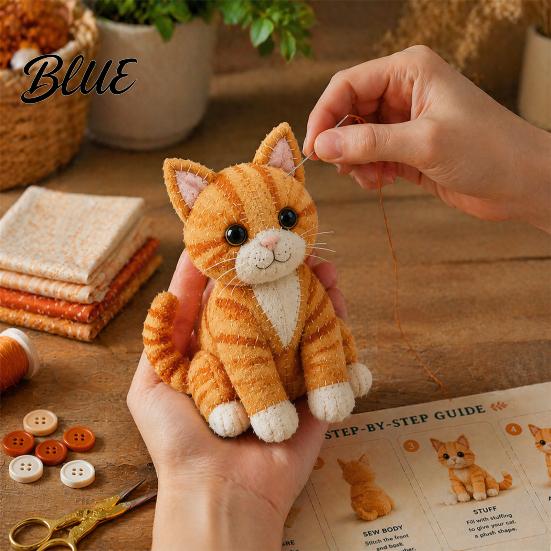 Kit de Costura con Adorno 3D Kit DIY Patchwork Gato Relleno de Algodón Crea Adorable Animal Lindo