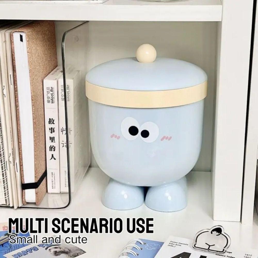 with Lid Garbage Bin Plastic Storage Box Cute Desktop Trash Can  Table & Office Desk