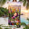 Masha and the Bear Beach Towel, Personalized Custom Text, Quick Dry Soft Large Towel For Swimming Pool Travel