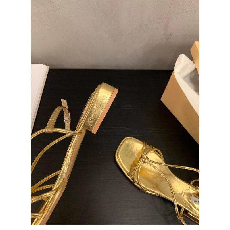 2025 spring and autumn new niche French flat-bottomed thin-strapped sandals fairy shoes square head open-toed versatile Roman cool