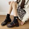 Fashion Simple Platform Single Shoes Autumn New Round Toe Shallow Mouth One Belt Non-slip Wear-resistant Square Heel Mary Jane Shoes