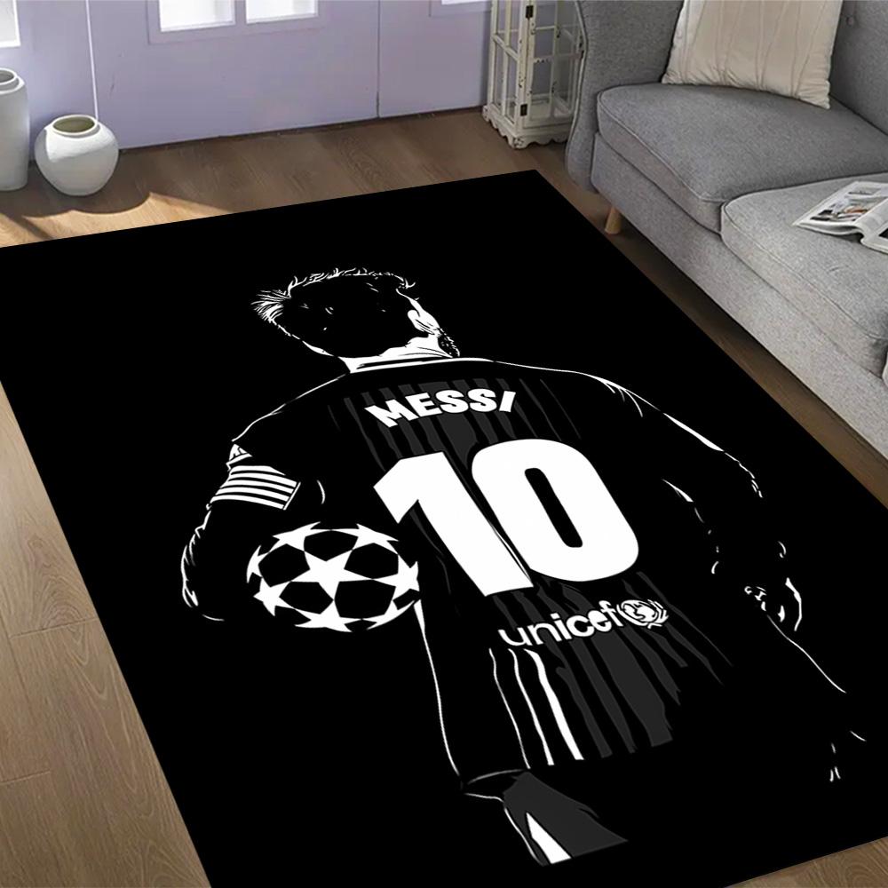 Messi palikimas futbolo tematikos neslystančiuose kilimėliuose - Poliesterio namų dekoras, tinkamas miegamiesiems, svetainėms, prieškambariams, studijoms ir dekoracijoms