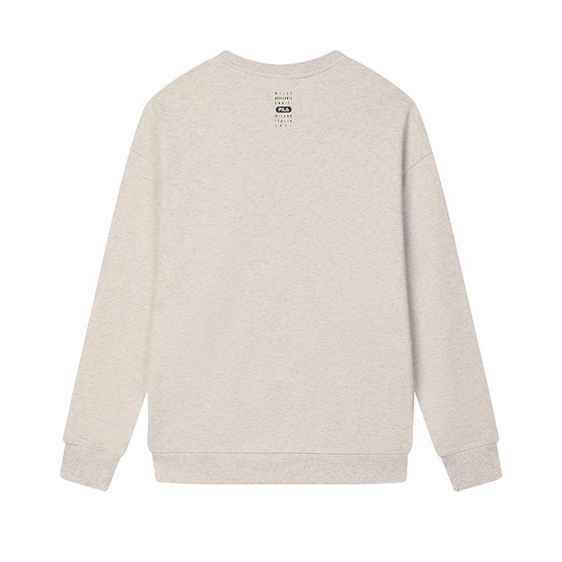 Fila Milano Series Simple Fashion Knit Pullover Round Neck Sweatshirt Men Sweatshirt Light-Khaki Flower-Gray F11M515201FLK