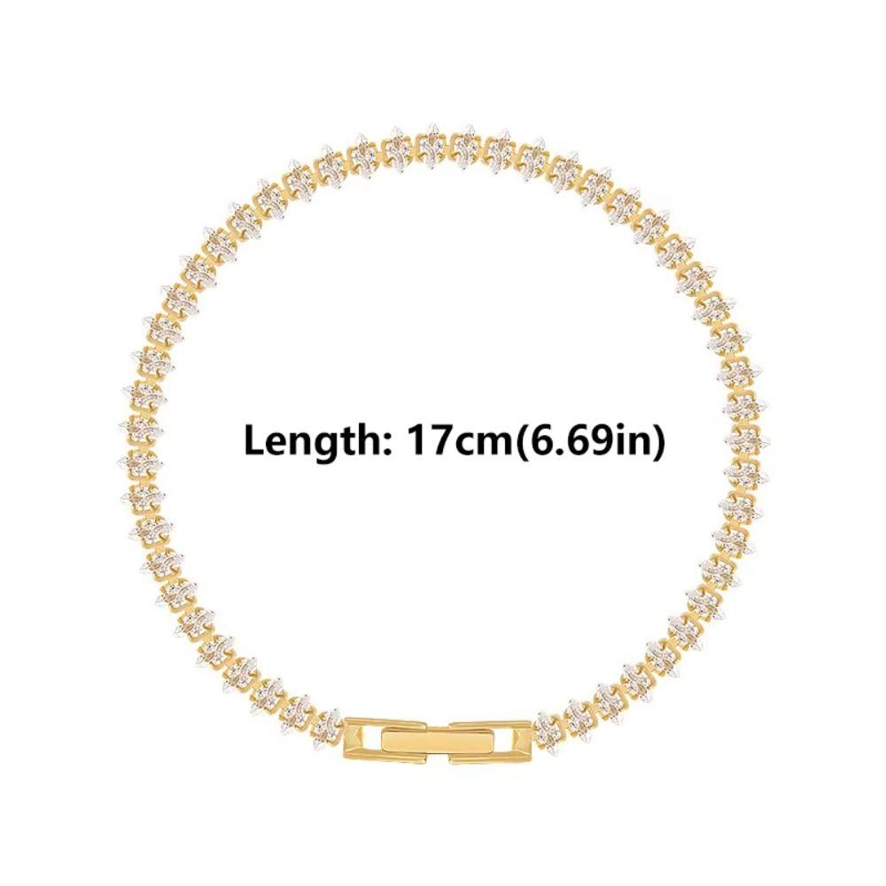 Gold Silver Sparkling Bracelet Rhinestone Diamond Bracelet Zircon Chain Bracelet  For Gala Dinners