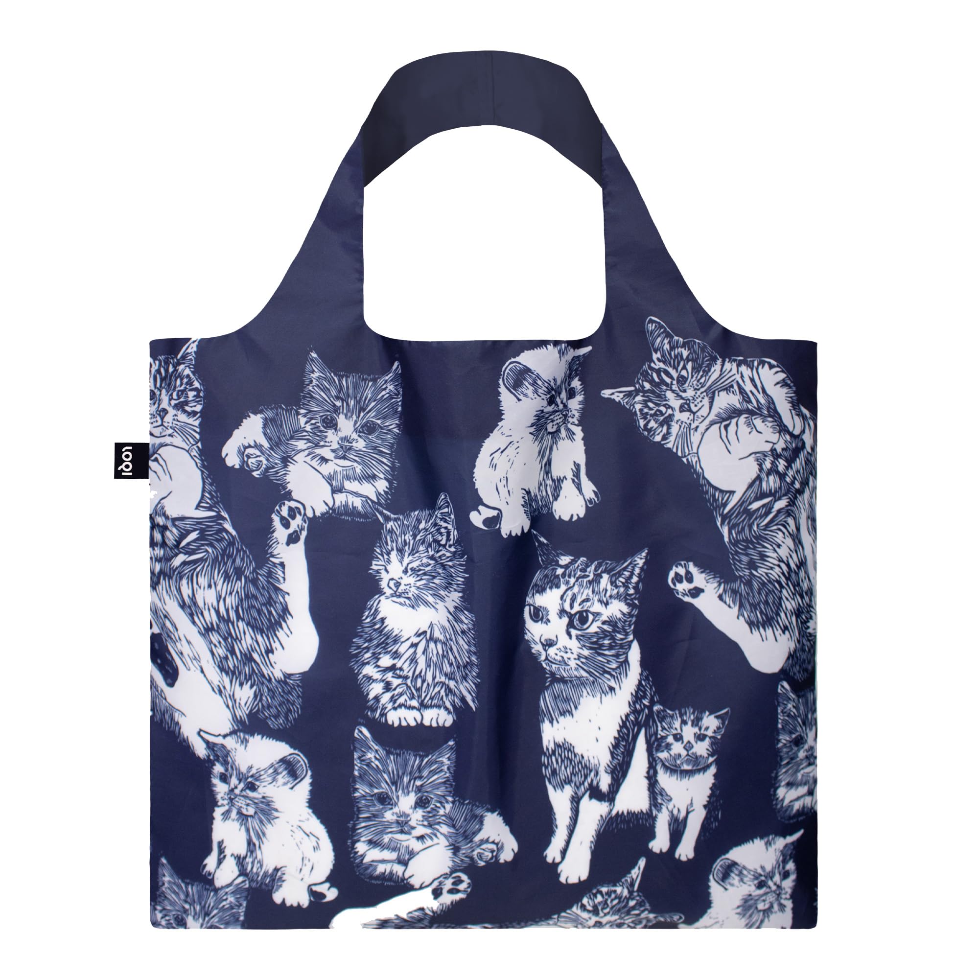 

LOQI Eco Bag Red Poppy Cat Recycled Foldable Stylish Animal Flower чорний