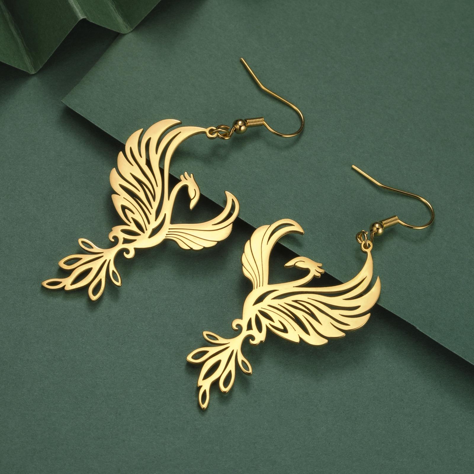 

Женские серьги-капли My Shape Phoenix, красивые висячие серьги с изображением Жар-птицы и животного, модные украшения из нержавеющей стали, День матери золотой