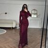 Autumn and Winter Women's Clothing European and American Elegant Lace Hip-wrapped Evening Dress