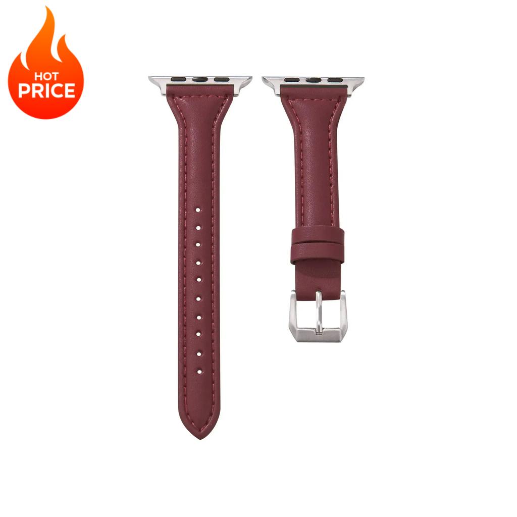 Slim Leather Strap For Apple Watch Band 44mm 40mm 41mm 45mm 44mm Bracelet For Iwatch Series 10-11 46mm 42mm Band Ultra 2-3 49mm
