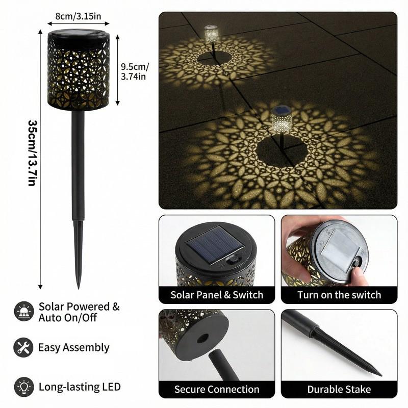 Peony Wrought Iron Ground Stake Light - Outdoor Landscape Lighting Coin Stake Light Set of 2