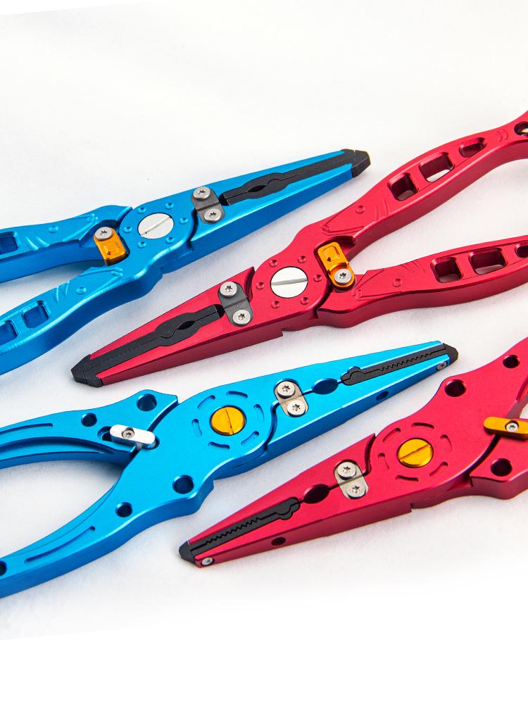 Multi-purpose Aluminum Alloy Fishing Pliers with Line Cutter, Ring Opener, and Lead Crimper for Saltwater Fishing