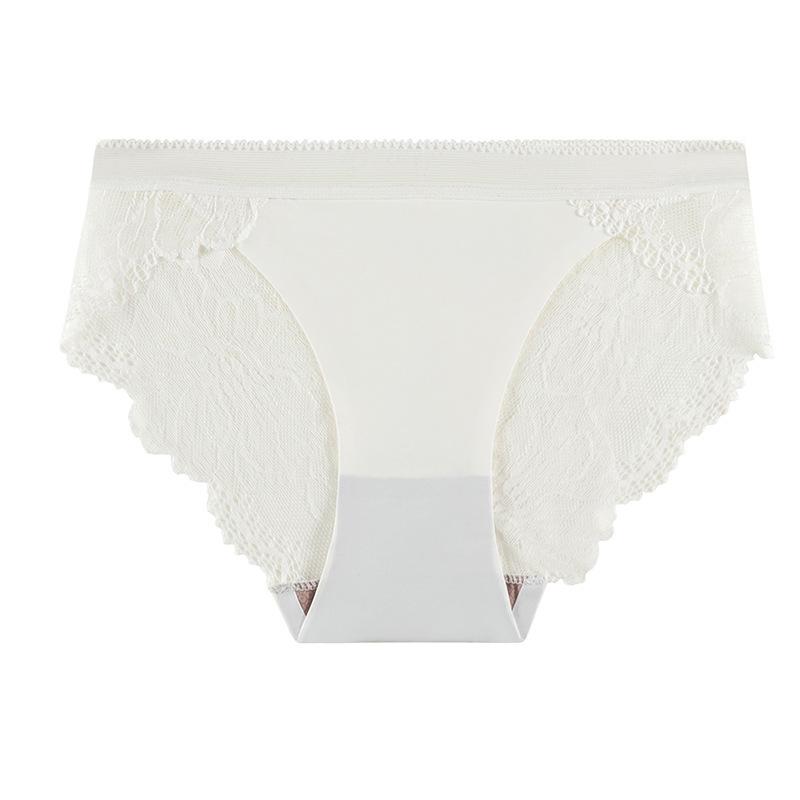

Бесшовные трусики из шелкового кружева со средней посадкой и полым дизайном M (80-100 jin) белый