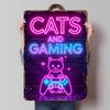 Cats and Gaming Neon Sign Metal Poster Customized Wall Art Retro Vintage Tinplate Signs for Decoration Living Room Decor Men