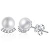 Sterling U-Shaped Stud Earrings With 0.15ct D Color Moissanite Freshwater Pearl Minimalist Elegant Jewelry