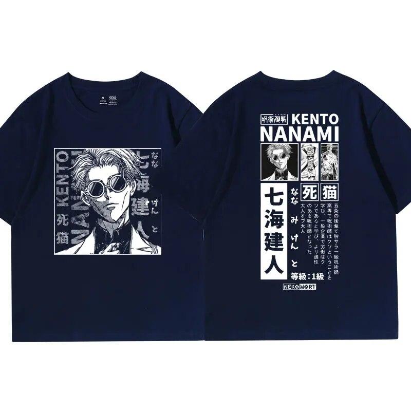 Anime Jujutsu Kaisen T-Shirt Japanisches Unisexga Nanami Kento Kurzarm-T-Shirts Unisex 100 % Baumwolle Lässiges übergroßes T-Shirt Unisex
