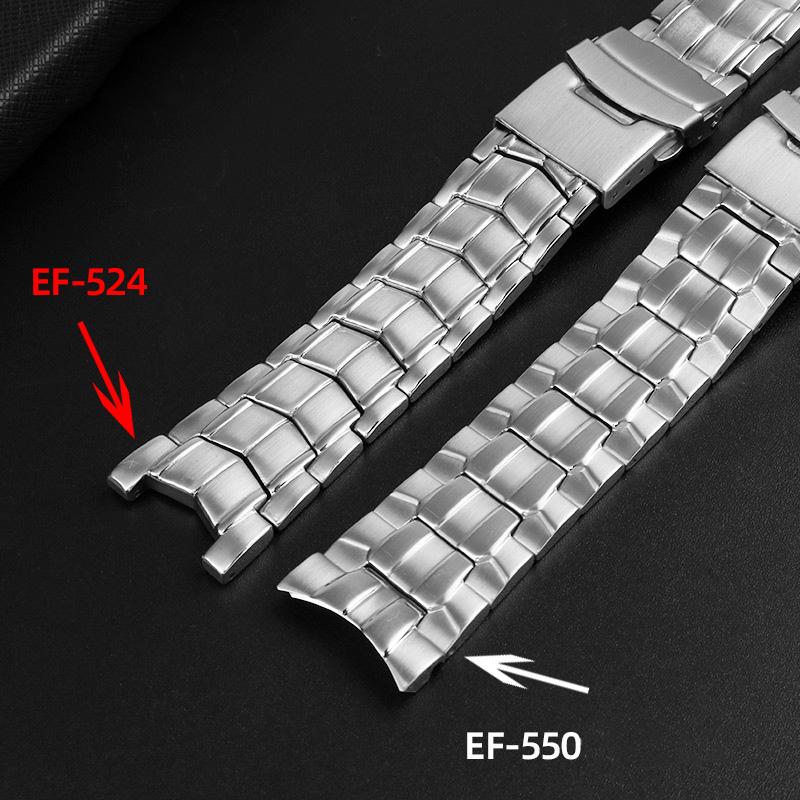 Per Casio EF-550 EF-524 Cinturino per Orologio in Acciaio Inossidabile 22mm Argento Cinturino Fibbia Déployante Bracciale Cinturino in Metallo Catena per Orologio da Uomo
