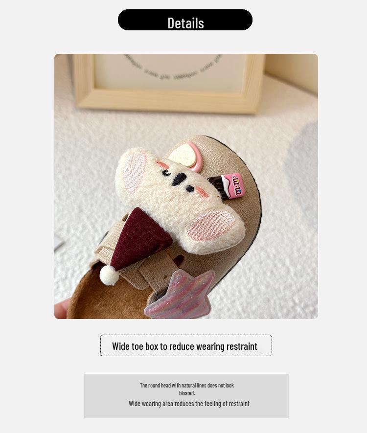 Adorable 2025 Autumn Closed-Toe Cotton Slippers for Women and Kids - Cartoon Design