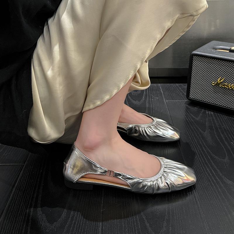 Fashion Women Heeled Sandals Square Toe Casual Loafers Sport Shoes Woman 2025 Trend Summer Dress Soft Leather Comfort Shallow Zapatos