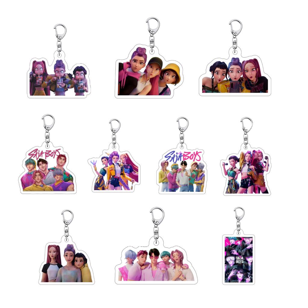 Kpop Demon Hunter Birthday Keychains Kpop Demon Hunter Party Favors Keyring Huntrix Fans Concert Hanging Pendant Party Supplies