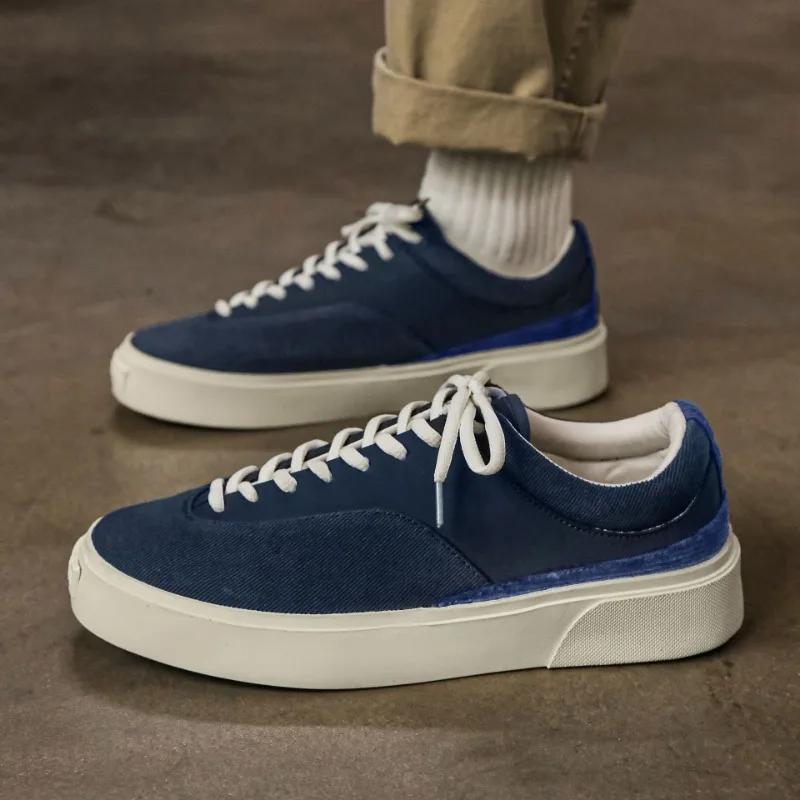 Men Shoes Sneakers 2025 Spring New Canvas Shoes Student Low Top Casual Sport Thick Sole Height Increasing Trend Skateboard Shoes