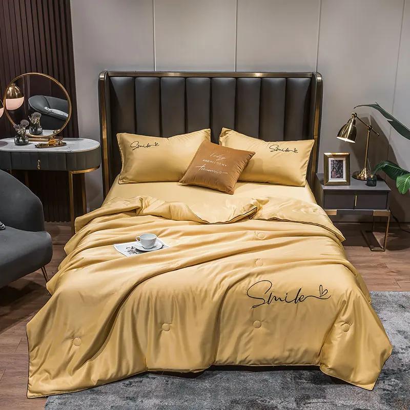 Summer Cool Quilt Silk Breathable Queen Quilts Air Conditioning Cool Blanket Bedspreads For Double Bed Bedding Pillowcase