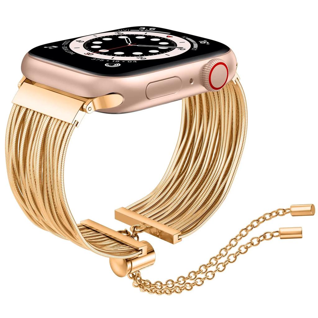 Strap for Apple Watch Band 49mm 45mm 41mm 44mm 40mm 42mm 38mm Women Steel Chain Bracelet IWatch Ultra SE Series 9 8 7 6 5 4 3 2
