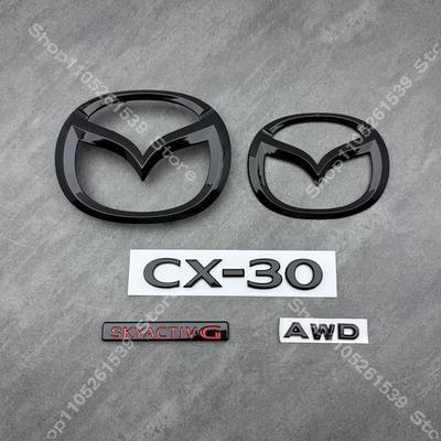 AAFA1 Logo 3D CX30 Emblema Negro Letras Insignia Rejilla Frontal del Coche Insignia Maletero Trasero AWD SKYACRIVG Pegatina Para MAZDA CX-30 Accesorios del Coche