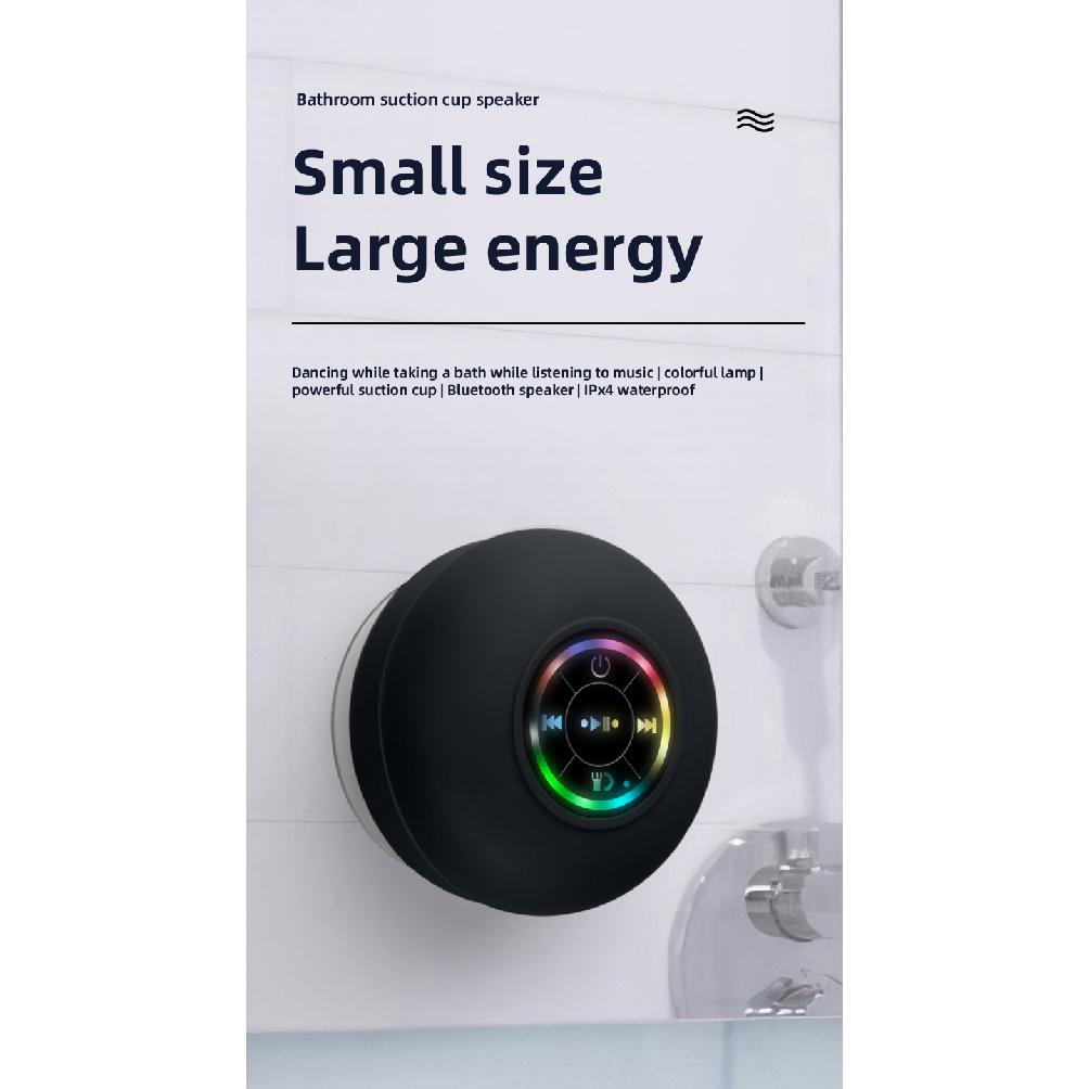 Portable Waterproof Bluetooth Shower Speaker with Suction Cup and LED Lights 3D Surround Stereo subwoofer