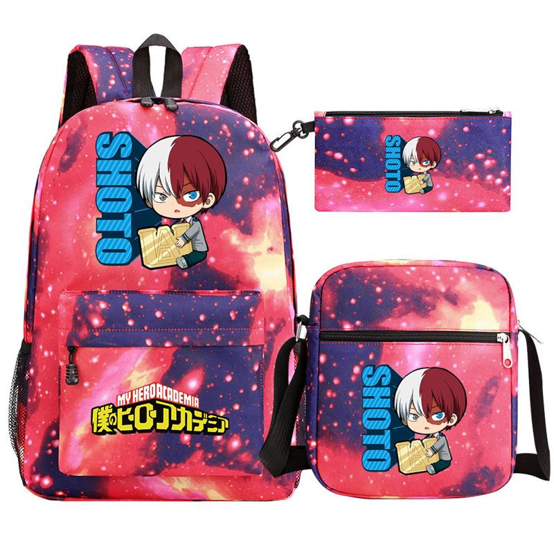 Young Students Schoolbag Animation Three-Piece Backpack Diagonal Hanging Bag Pencil Case
