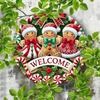 Festive Gingerbread Man Metal Wall Art, Christmas Round Sign for Home Kitchen Porch Decoration, 2D Flat Holiday Gingerbread Cookie Decor