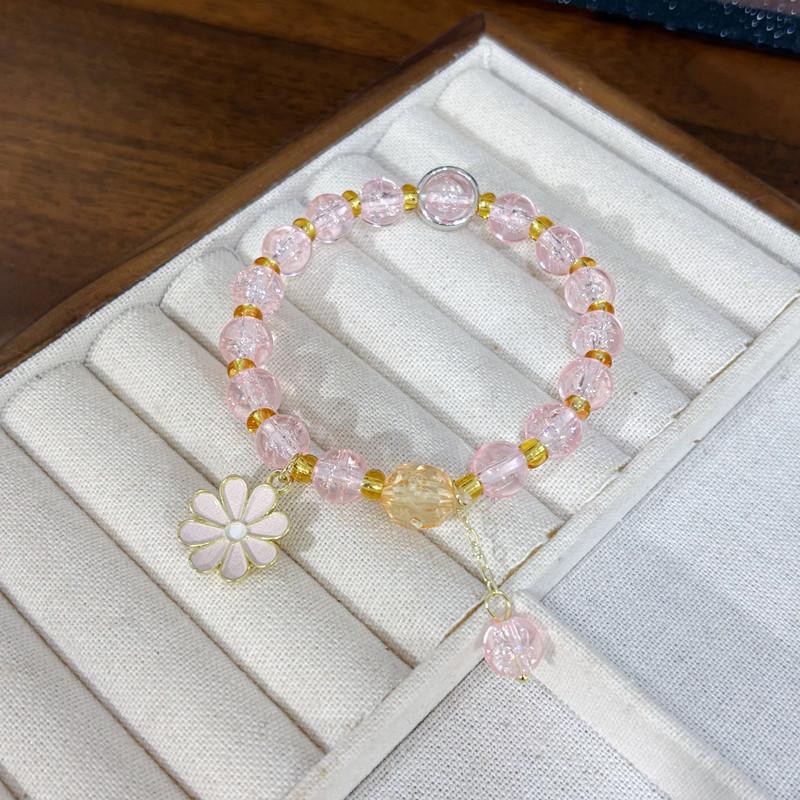 Small Daisy Popcorn Bracelet Women's Versatile Powder Crystal Sunflower Crystal Bracelet