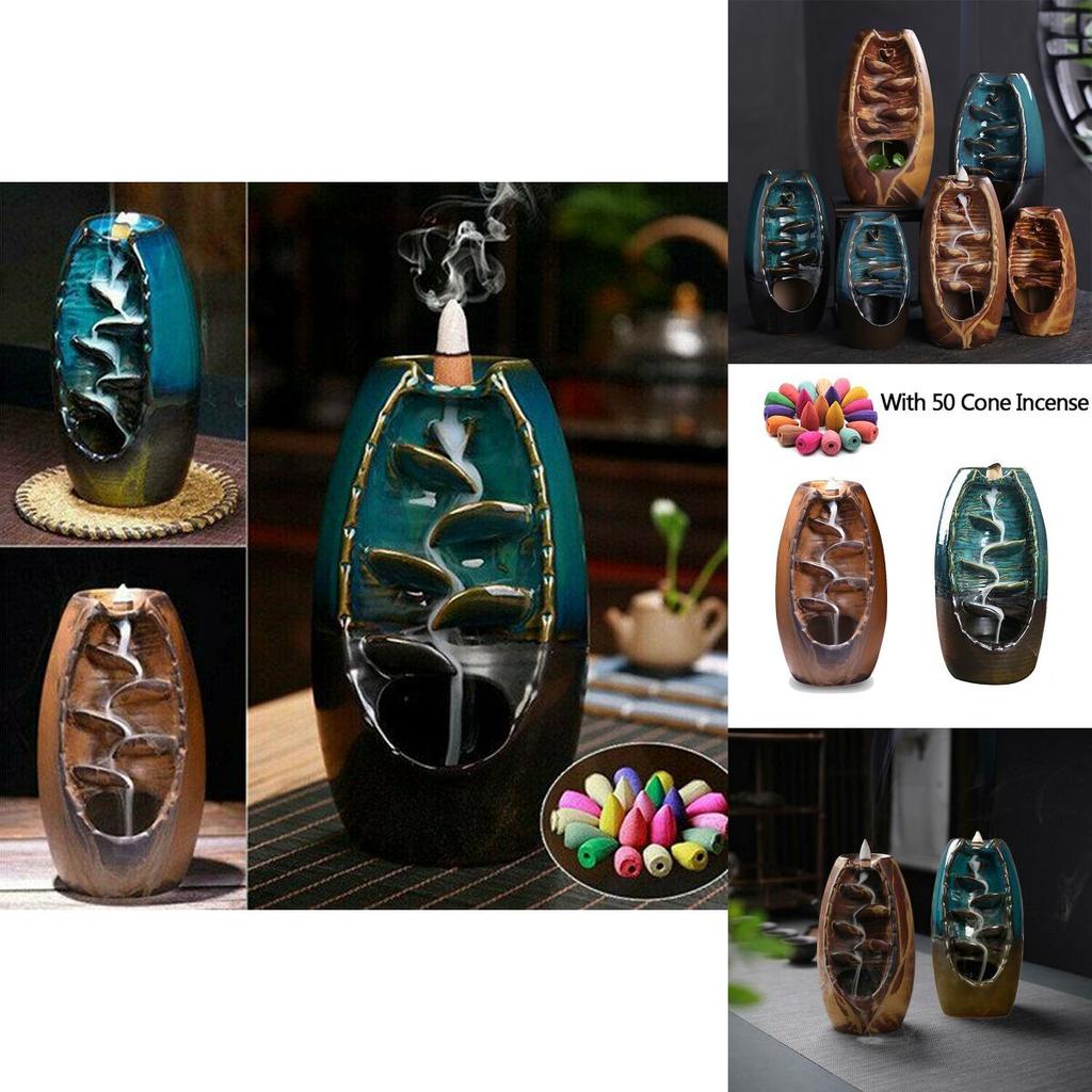 Exquisite Ceramic Backflow Waterfall Smoke Incense Burner For Serene Meditation Spaces