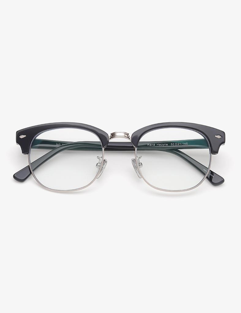 Leunehauwin June Black Silver Dr0602B Blue Light Blocking Glasses
