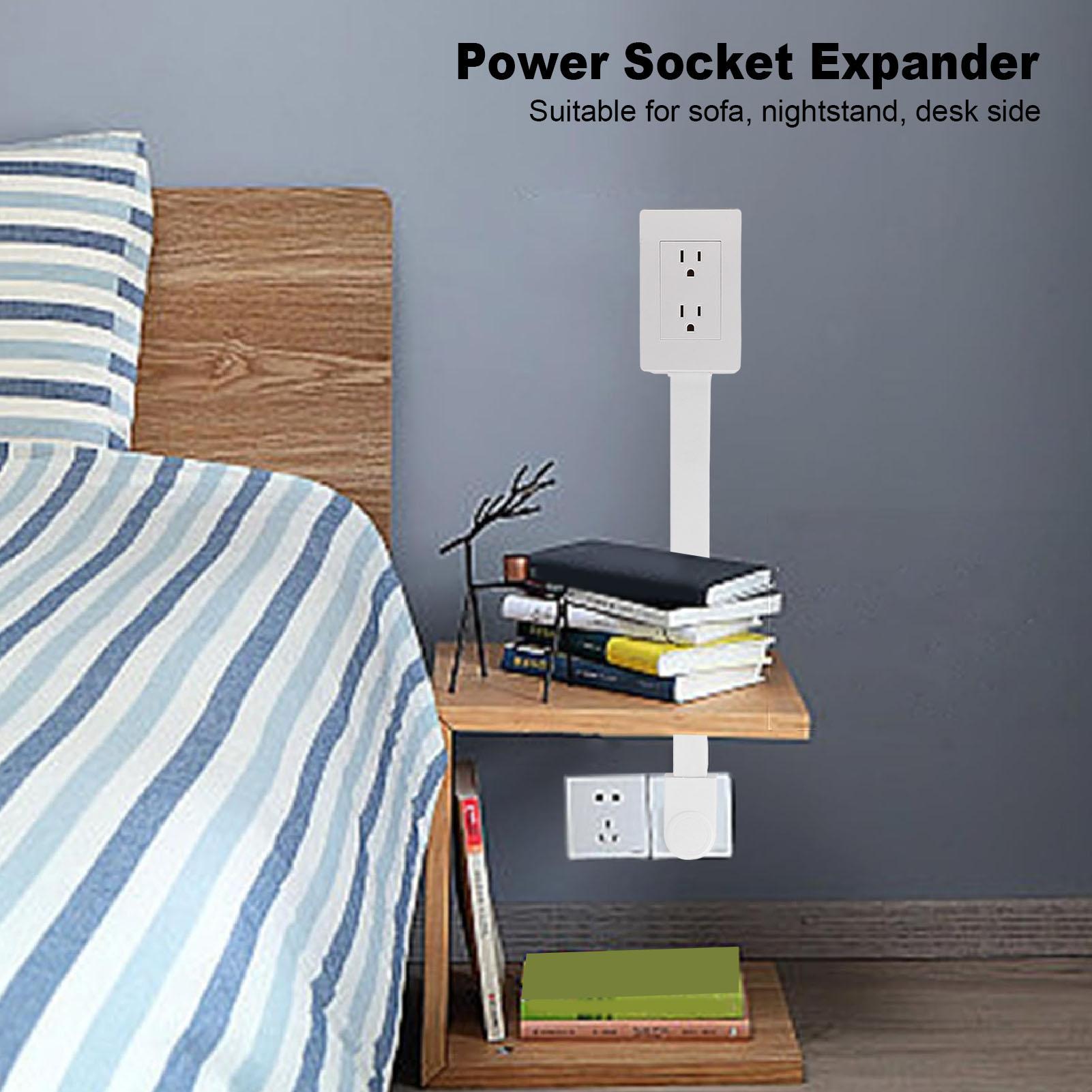 

Rotatable Power Socket Expander 3 Prong Electrical Outlets Power Strip 22 to 34 Inch Extension 180 Degree Rotating Base 110V US білий
