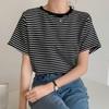 Navava NT3308 Casual Loose FiT STriped Round Neck T shirT