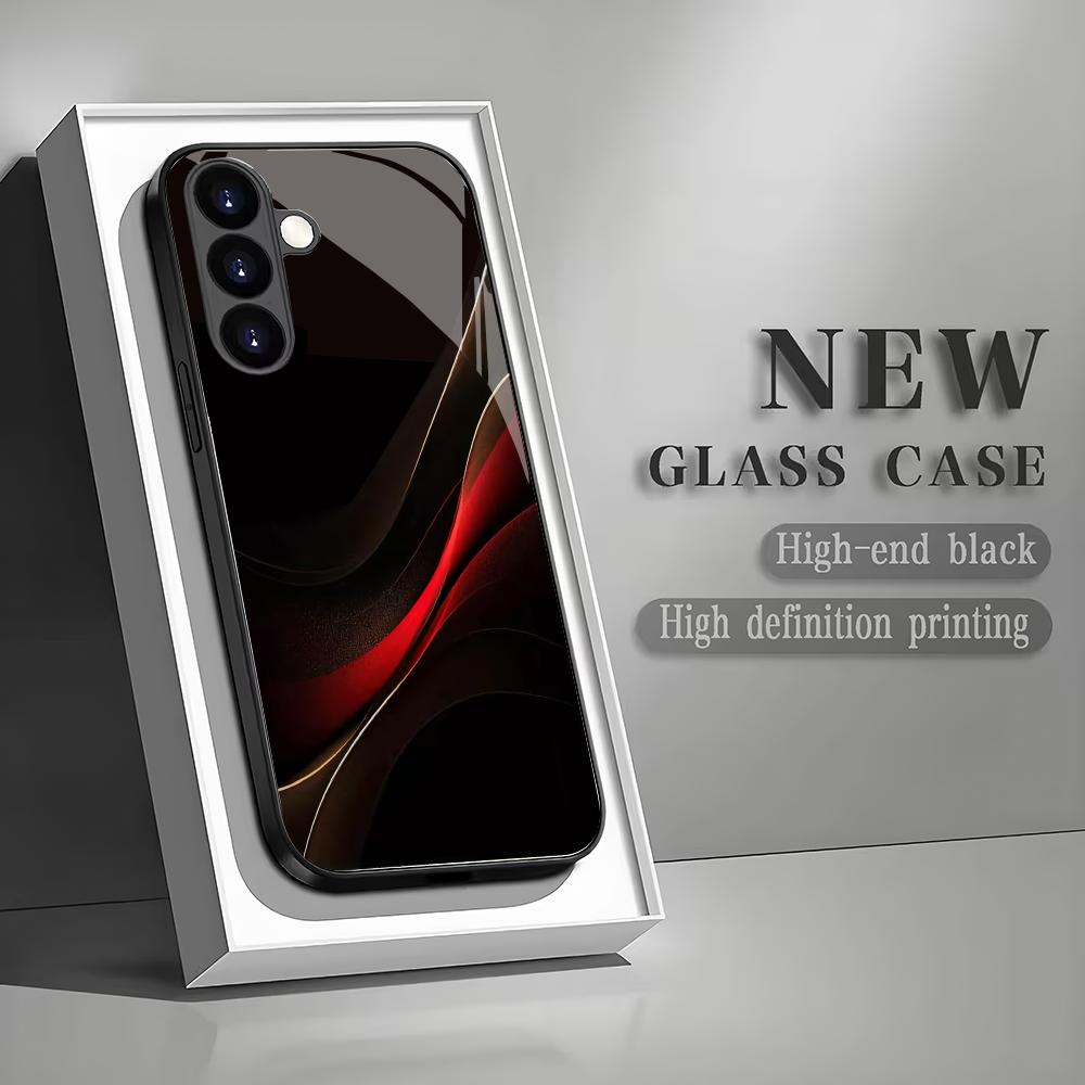 Custodia per telefono in vetro temperato adatta per Samsung Galaxy S26 S25 S24 S23 S22 S20FE/Ultra/Plus linee rosse alla moda personalità alla moda