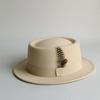 Vintage Pork Pie Hat For Men Wide Brim Felt Black Fedora Church Jazz Ribbon Trilby Panama Gangsters Caps Gentleman'S Style