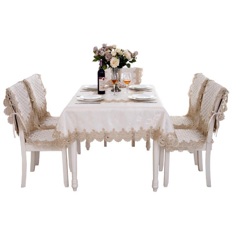 Ubrus Krémový Potah na stůl Evropa Luxusní Vyšívaný Ubrus Krajka rozpustná ve vodě Ubrusy Káva Obývací pokoj Home Soft