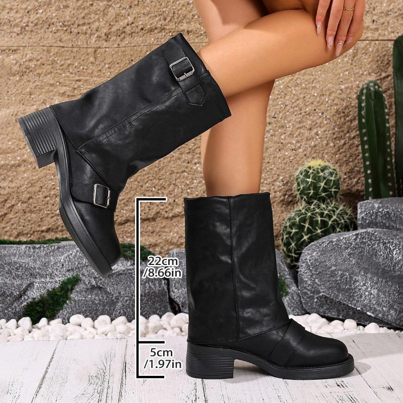 

Новые женские ботинки на пуговицах в стиле ретро, модные ботинки до середины икры и женская обувь 36 чёрный