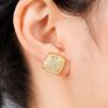 Huitan Full Bling Bling CZ Round Shaped Stud Earrings for Women Simple Versatile Ear Piercing Accessories Exquisite Girl Zircon