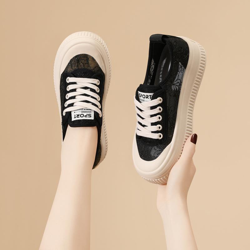 Breathable Lace Fisherman Shoes Women's Summer Women's Shoes Board Shoes New with Skirts White Shoes Versatile Women's Shoes