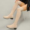 Thick Heel Over The Knee Sock Boots Women Plus Size 35-43 Elastic Knitting Long Boots Woman Comfort Slip On Platform Sock Shoes