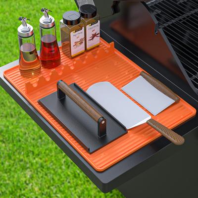 New Upgrade Silicone Grill Tool Mat for Resistant Spatula Pad BBQ Utensil Holder Griddle Side Rack Pad Kitchen Cooking