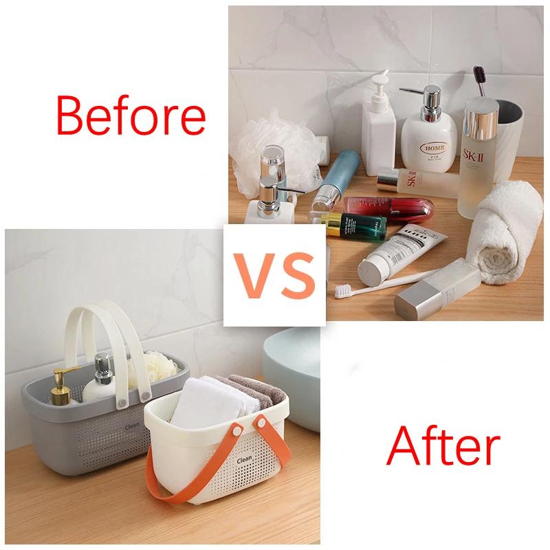 Nordic Storage Basket With Handle Cosmetic Storage Box Bathroom Bathing Basket Household Makeup Kitchen Large Storage Container