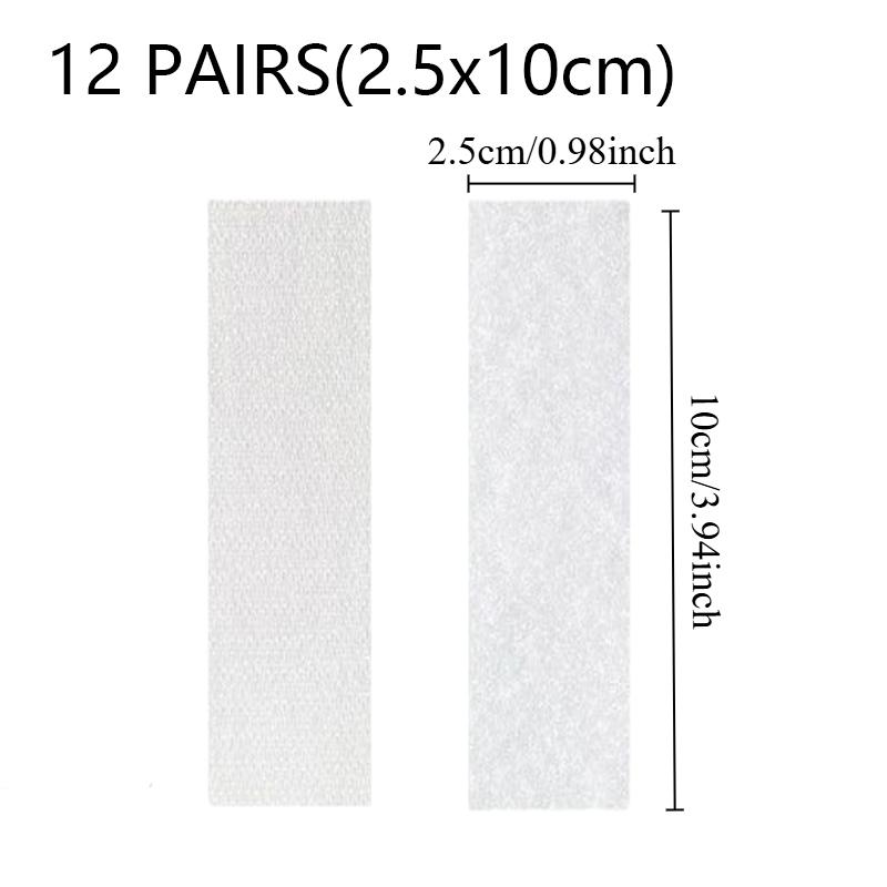 12/24pairs Heavy-Duty Double Sided Adhesive Mounting Strips Interlocking Tape  Reusable Sticky Back Tape for Hanging Organizing